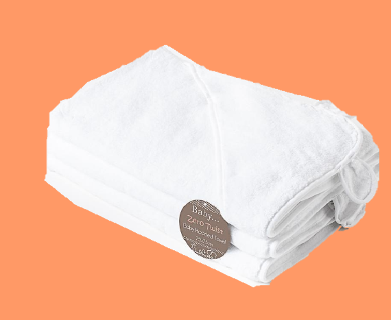 Fluffy white hooded baby towel with decorative ears