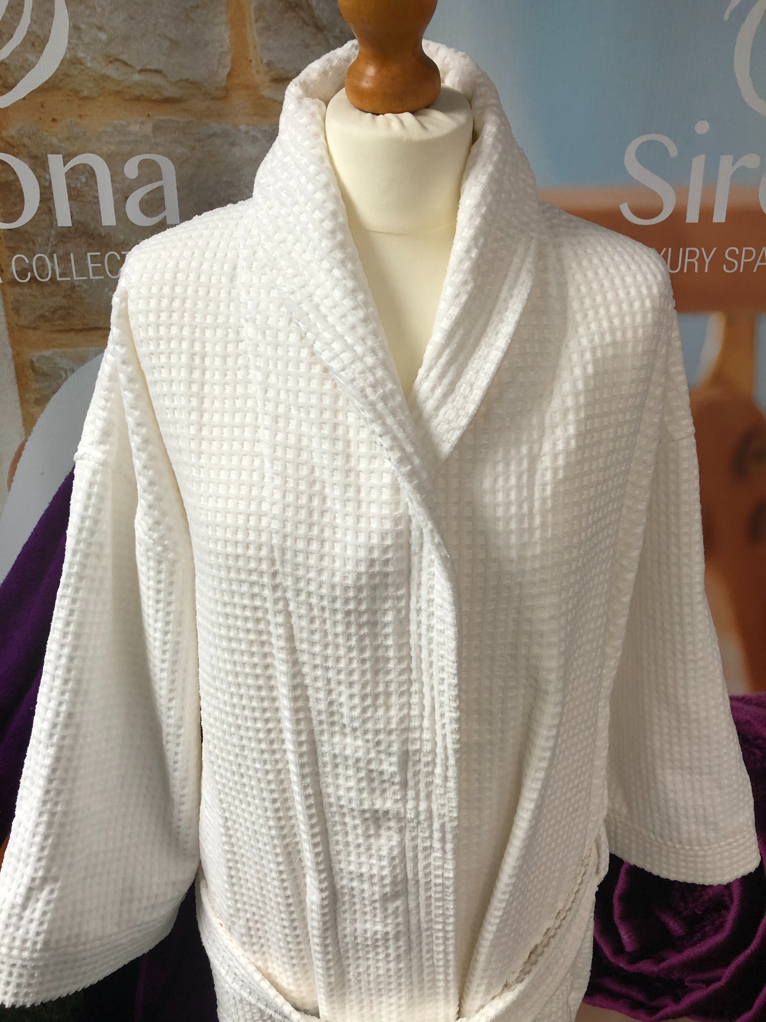 Unisex Waffle weave velour bathrobe